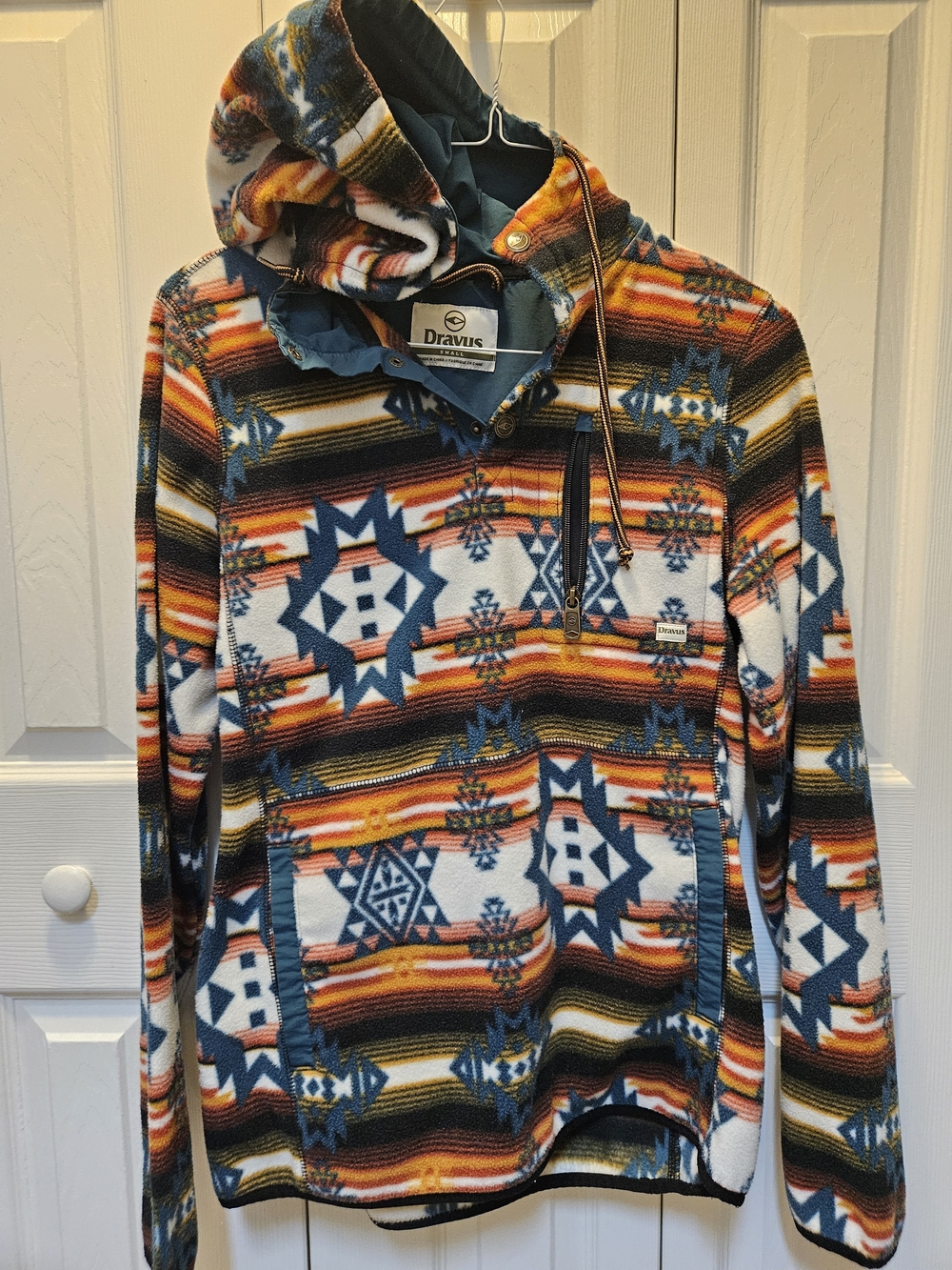 Men’s Multicolor Fleece Hoodie Jacket - Aztec Print